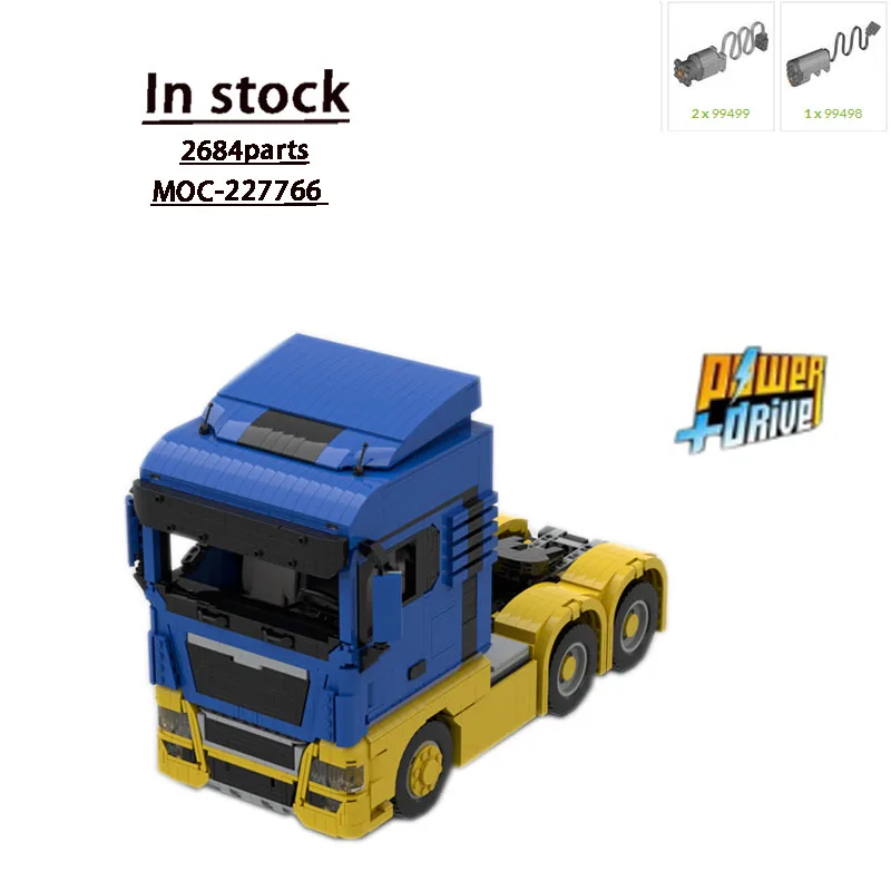MOC-227766 Blue New TGX 480 Semi Trailer Building Blocks Model2684PartsMOC Creative Boys Kids Birthday Building Blocks Toy Gifts
