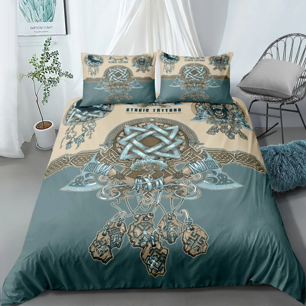 Vigvisir Viking Art Constellation Bedding Set EU Single Double King US Twin Full Queen King Ethnic Bed Linen Set