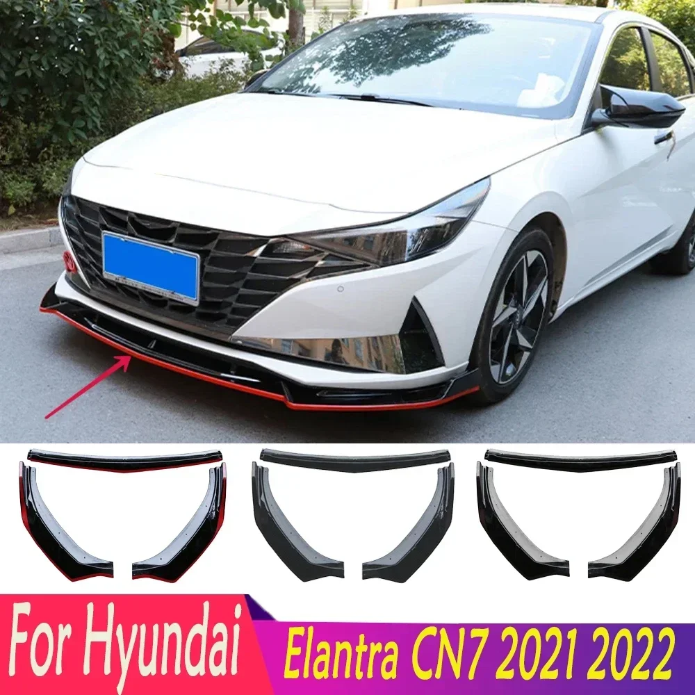 Elantra CN7 2021 2022 For Hyundai Car Front Bumper Splitter Lip Spoiler Diffuser Guard Sport Tuning Accessories Parts Body Kits