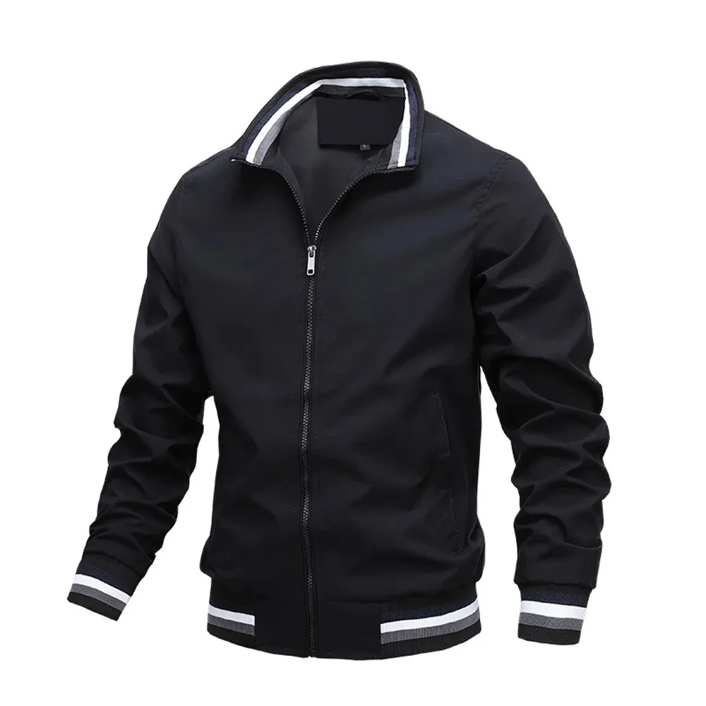 

Autumn and Winter Men's Stand Collar Casual Zipper Jacket Outdoor Sports Coat Windbreaker Jacket for Men Waterproof Bomber
