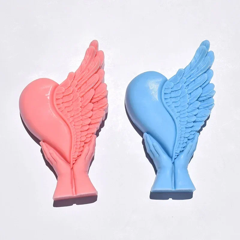 Hand Holding Love Wings Silicone Candle Mold DIY Angel Wings Plaster Crafts Resin Soap Candle Making Supplies Home Art