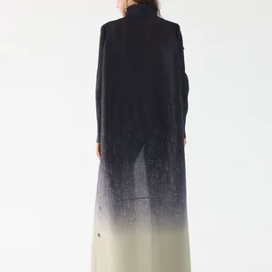 Miyake-Women's Cardigan Women's Saved, Downward gedreht, doppelte Brust, Knopf, Langarm, original Abaya-Designer, 2024 Designer-Kleidung 6 Hauptverkäufe mit Overlay - №1