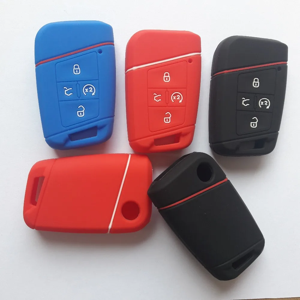 Silicon Key Case 4 Button For Volkswagen VW 2018 Atlas SEL V6 Tiguan Magotan Golf7 MK7  Passat B8  Remote Smart Keyless