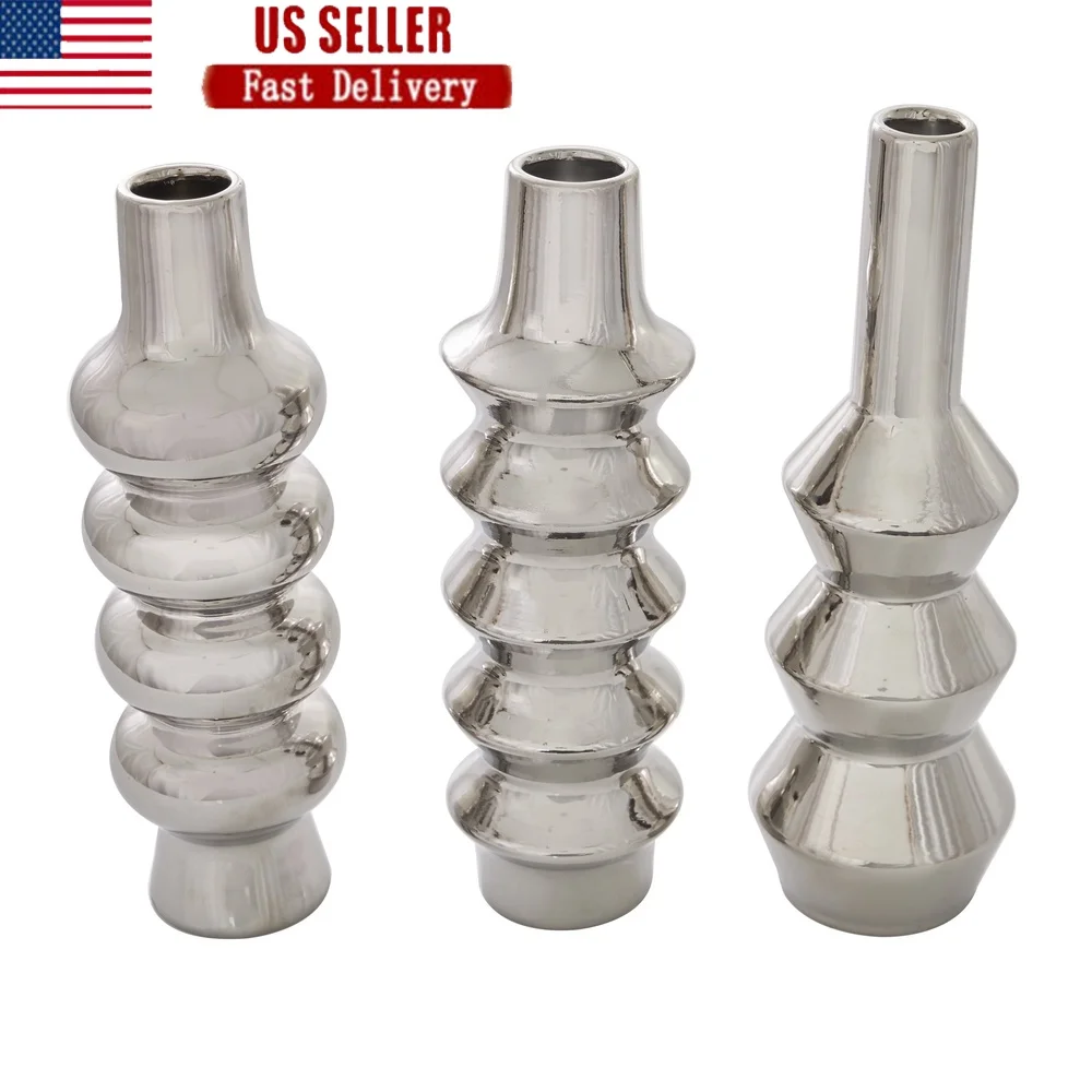 

Abstract Bubble Ceramic Vase Set of 3 Durable Indoor Home Decor Stylish Cylinders Artistic Design Minimalist Accent Table