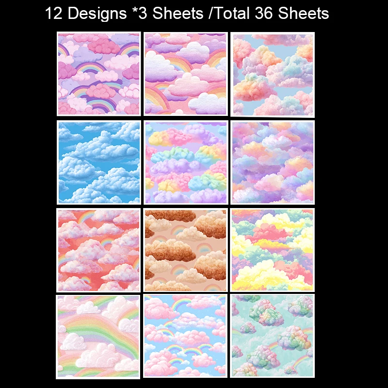 Juego de papel para álbum de recortes de 6 "x 6" (36 hojas): patrones artesanales para álbumes de recortes, origami, planificador y tarjetas DIY.