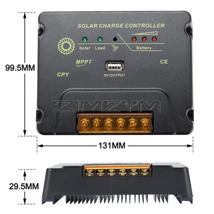 20A 10A MPPT Solar Charge Controller 12V/24V Battery Panel Regulator Charger With USB 5V 1A Output Max PV Input Voltage 50V