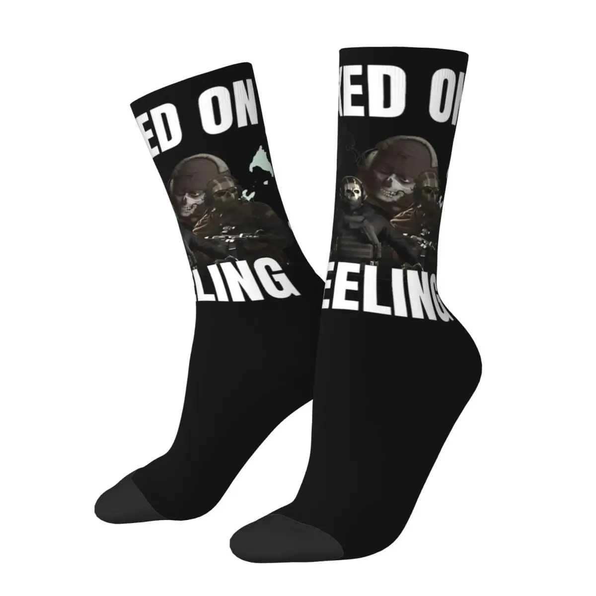 Call Of Dutys Ghost Hooked On A Feeling Socks Men's Women's Funny Game Socks Spring Summer Autumn Winter Middle Tube Socks Gifts