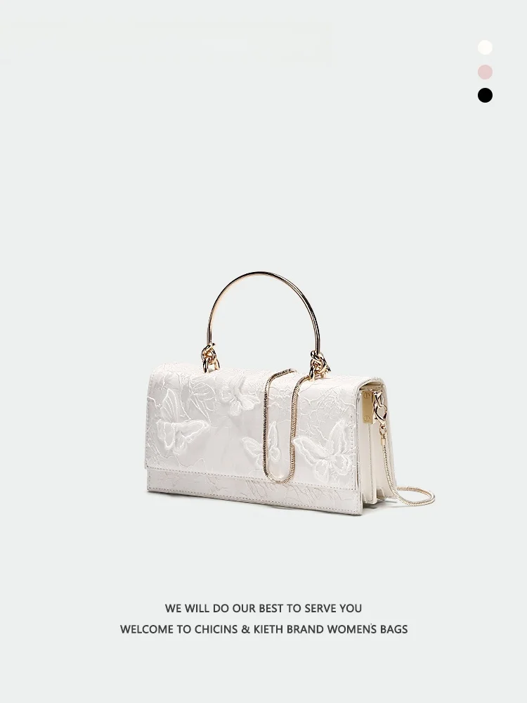 

Ele Embroidery Handbag Women's Single oulder Chain Bag Luxury Briti Sle Youth Magnetic Clasp Square Bag