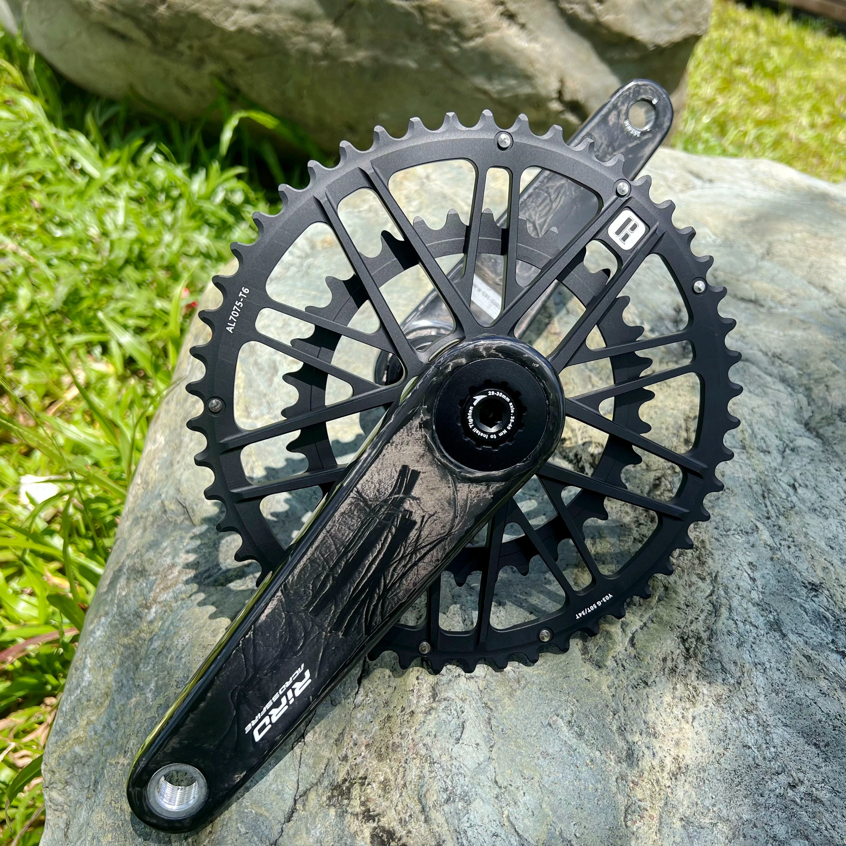 RIRO Carbon Fiber Crank Road Bike 29MM 11/12 Speed 50-34/52-36/53-39T SH Direct Mount/110/130BCD  Bicycle Crankset Chainrings