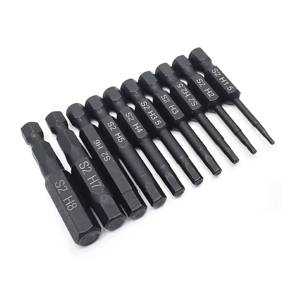 Binoax 10 Pcs SAE/Metric Hex Head Allen Wrench Drill Bit Set 1/4\