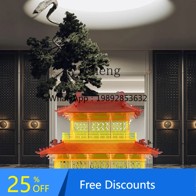 5.15  ancient building transparent acrylic house attic simulation sculpture soft decoration model ornament