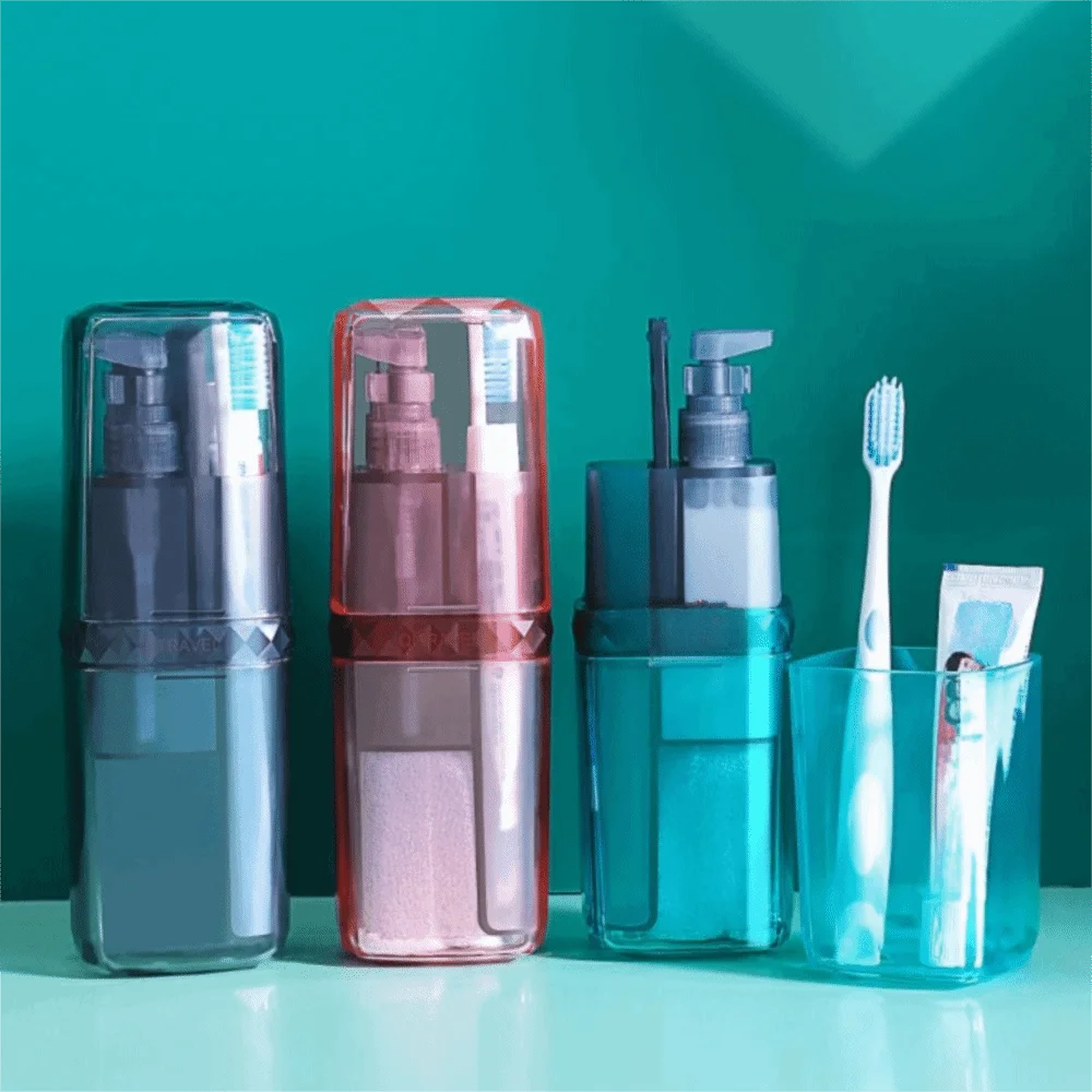 

Дорожный органайзер для зубных щеток и пасты 6-в-1: ударопрочный, с разделителями, экономит место, пластиковый