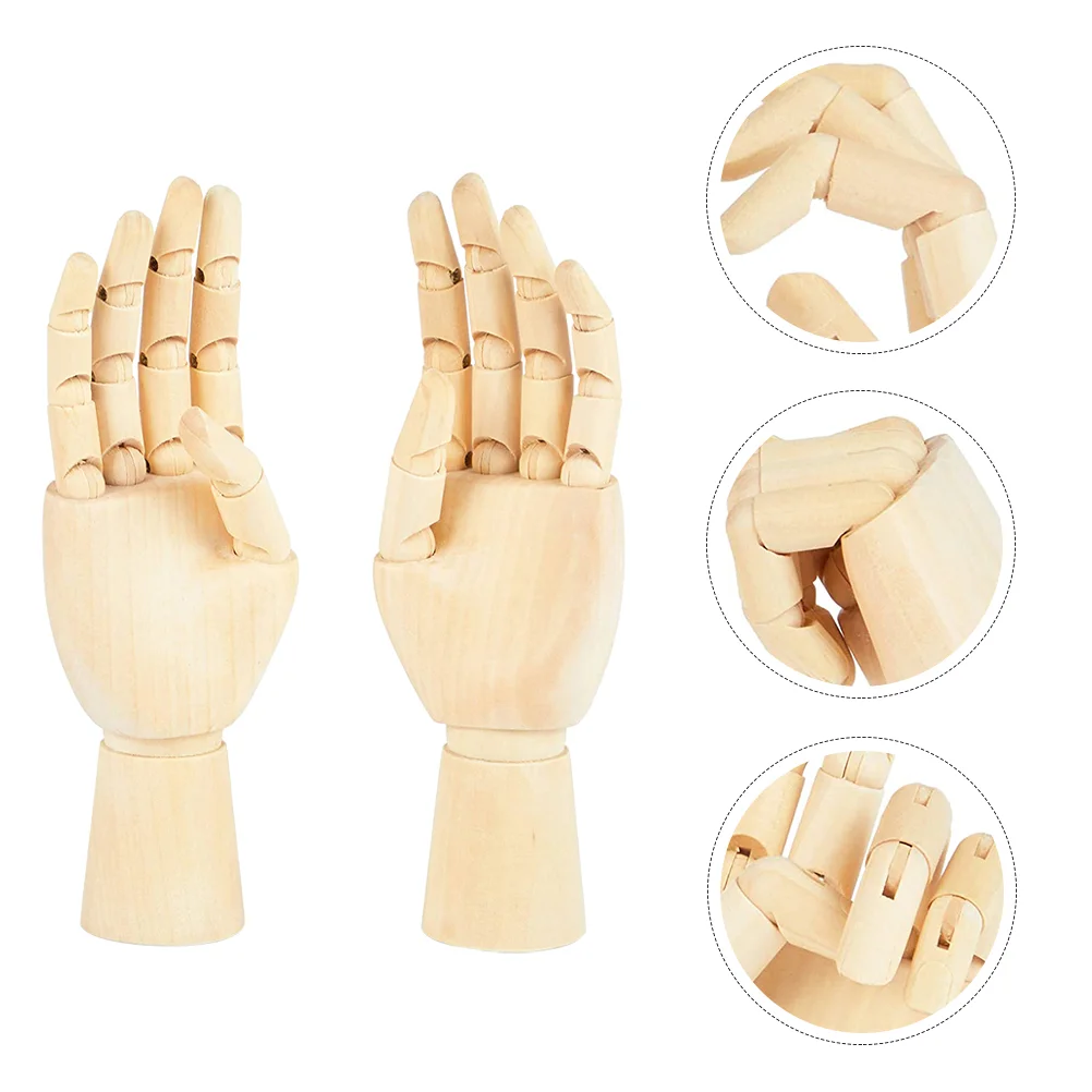 

2 Pcs Puppet Hand Movable Joint Model Wooden Ketch Adornments Ornament Crafts Puppets Joints Desktop Manual Figure Sketch