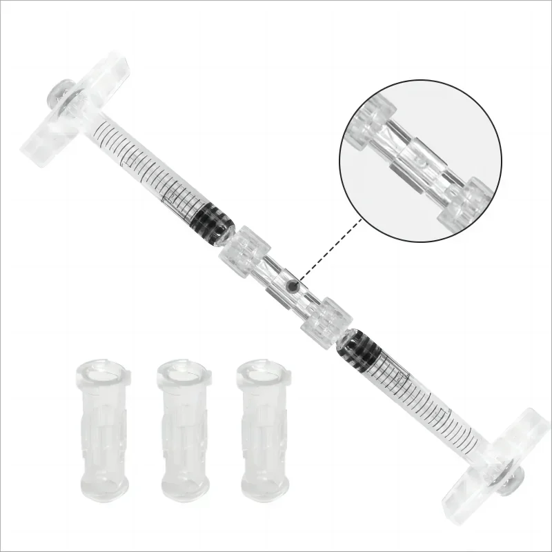 50/100/200 Pcs Double Male Luer Connecting Syringe Sterile Transparent For Pneumatic Parts Leak Proof Luer Connector