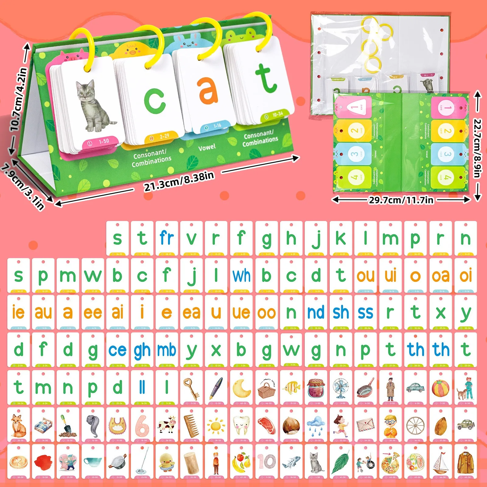 Montessori CVC Words Flip Chart Word Builder Games Phonics Cards Sight Words Activity Educational Learning Tool Speech Therapy