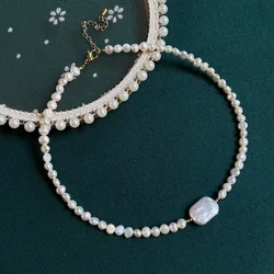 Irregular Square Baroque Pearl Choker Necklace for Women Small Size Real Natural Freshwater Pearl Short Collar Necklace Wedding
