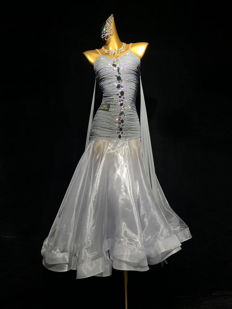 

Латинские танцы AB Stone для женщин, взрослых и детей, элитная современная юбка со морщинами по индивидуальному заказу, черное платье для выступлений в бассейне, самба