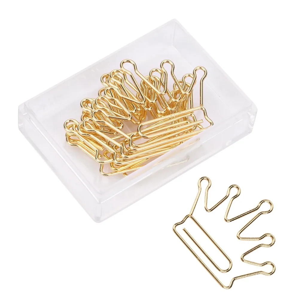 10pcs Crown Crown Shape Paper Clips Metal Creative Design Bookmark Clip Gold Portable Document Organizing Clip Document Sorting
