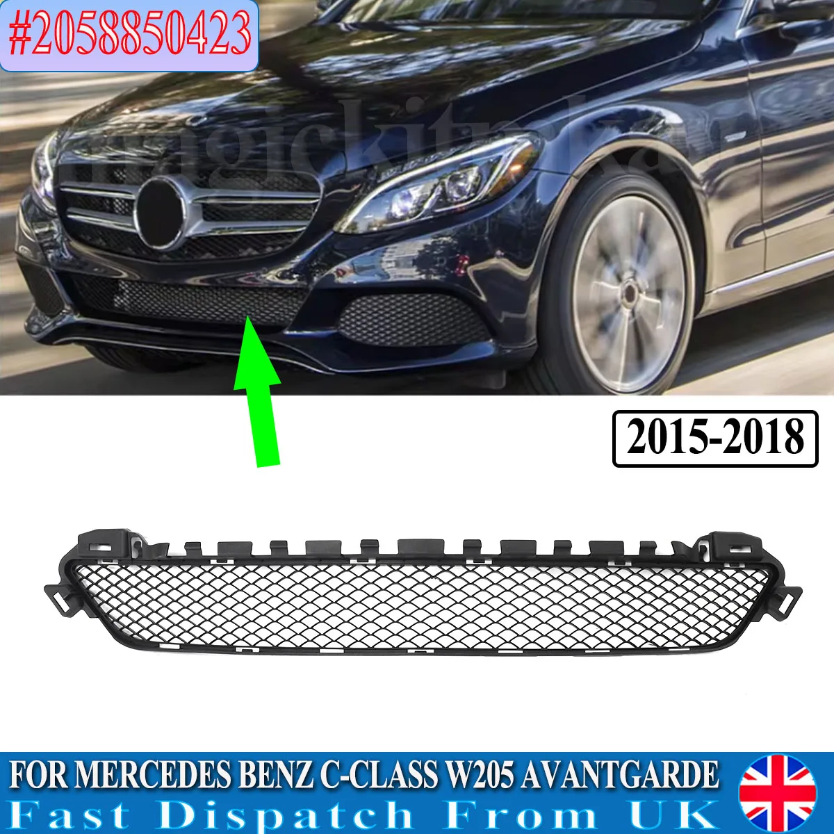 

Нижняя решетка переднего бампера для Mercedes-Benz Class W205 C300 C400 2015 2016 2017 2018 205885043 Сетка передней сотовой решетки