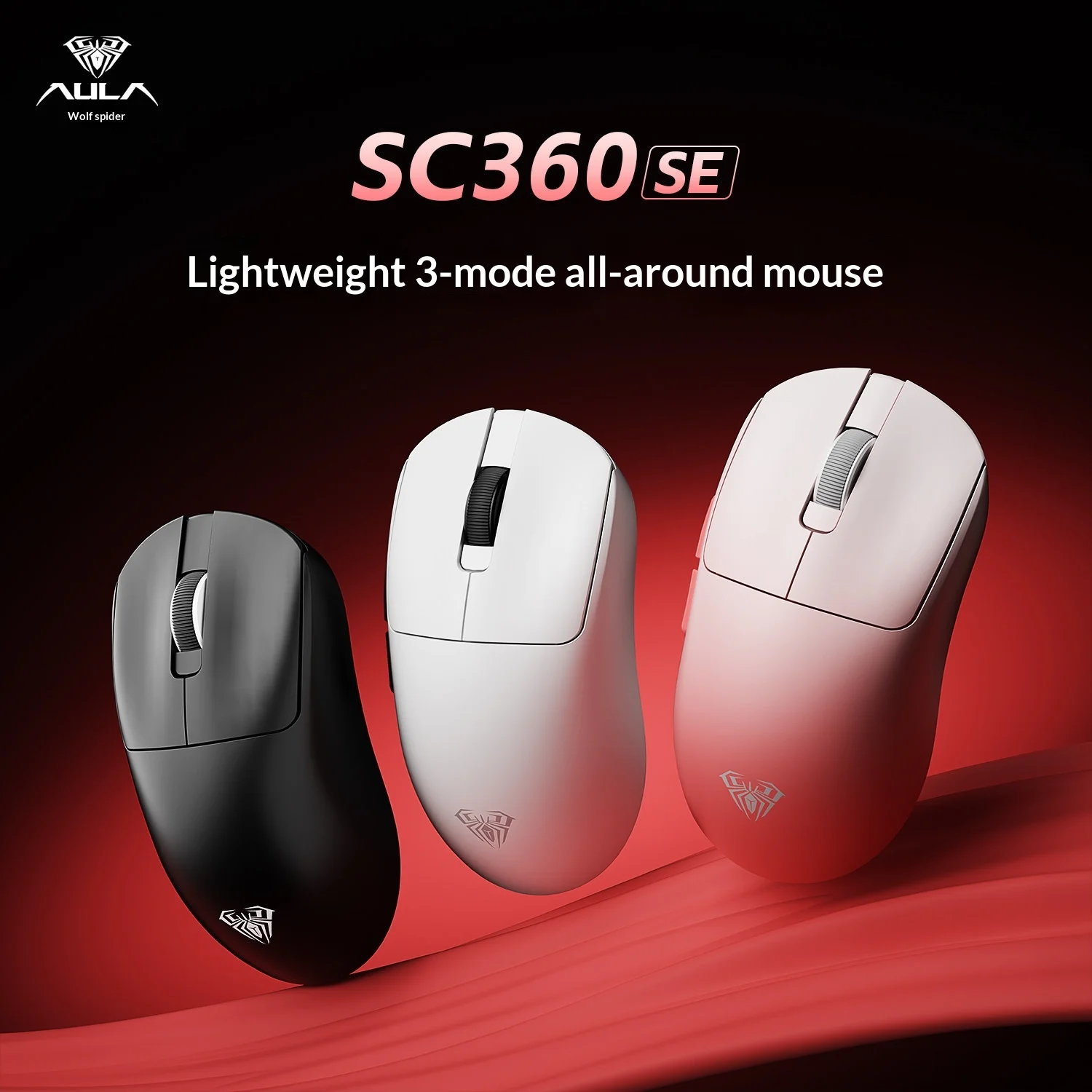 

AULA SC360SE Tri-Mode Wireless Gaming Mouse Lightweight 54.5g Small Medium Hands 1000Hz 800mAh Wired Bluetooth Laptop Esports
