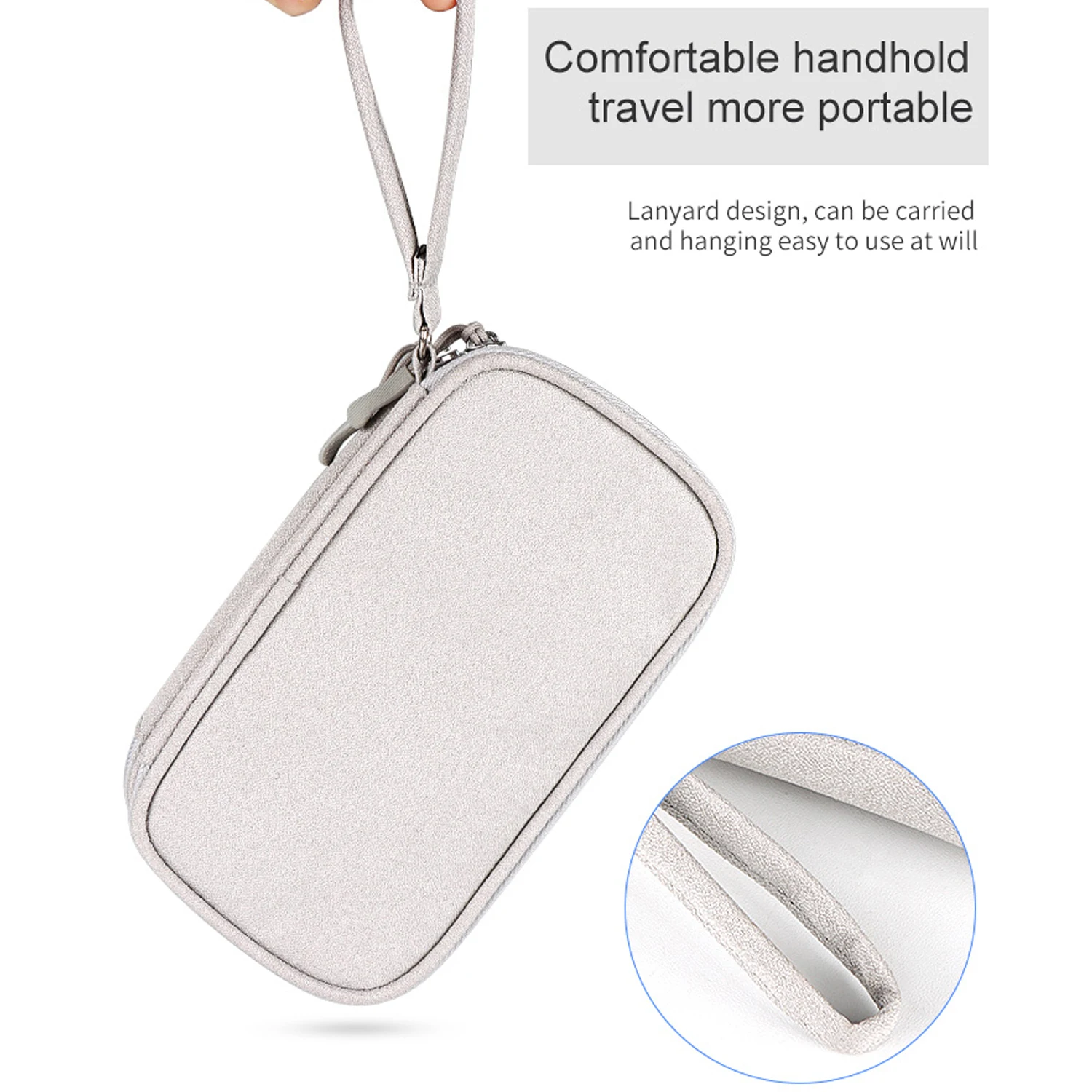 حقيبة تخزين كابل البيانات مقاومة للماء حقيبة تنظيم السفر حقيبة حمل محمولة حقيبة تخزين بطبقات مزدوجة لسلك كابل شاحن USB #3