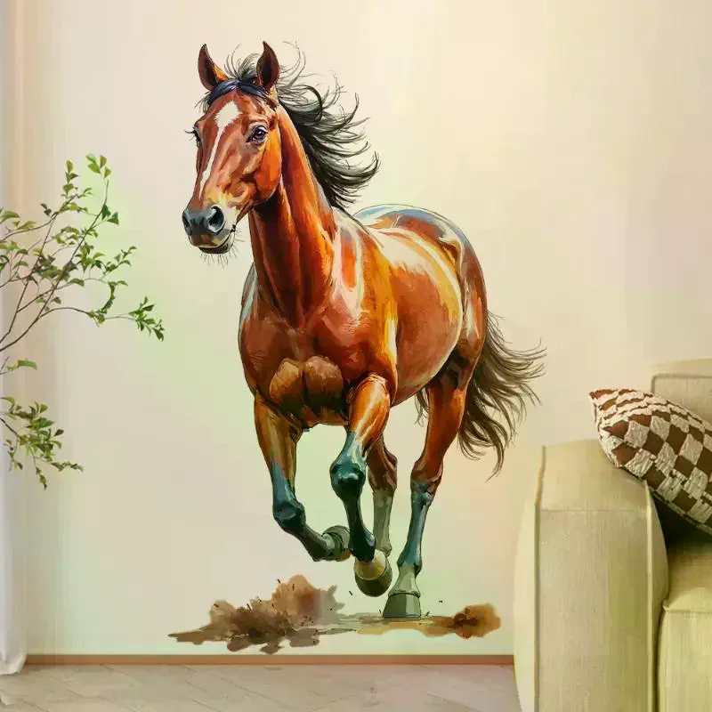 Horse Racing Running Horse Wall Sticker Waterproof Removable Vinyl Sticker Bedroom And Entryway Decor