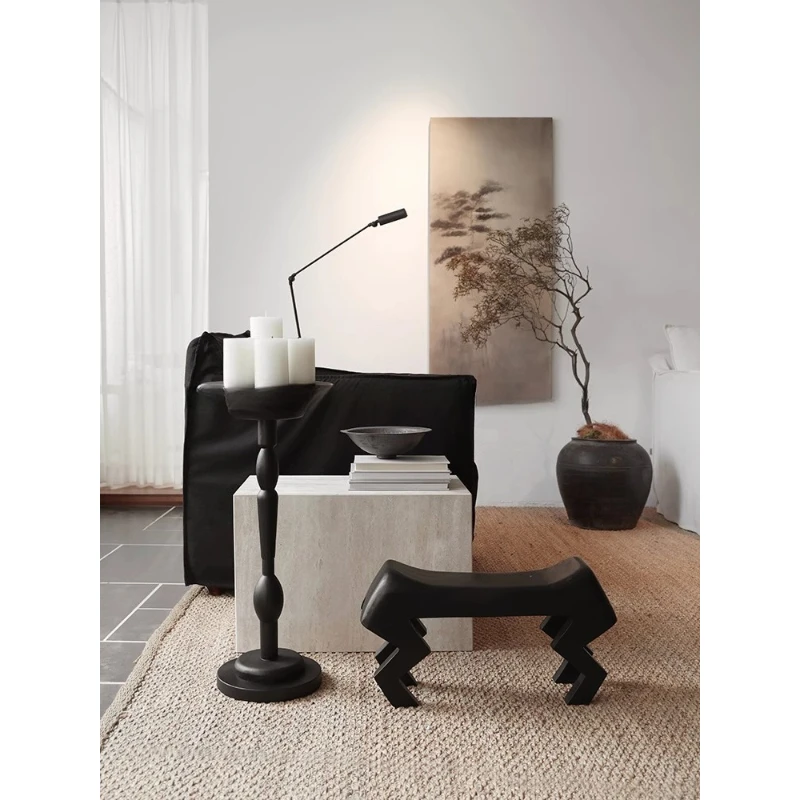 

Solid wood edge few small coffee table round few sofa living room wabi sand low stool retro storage small round table