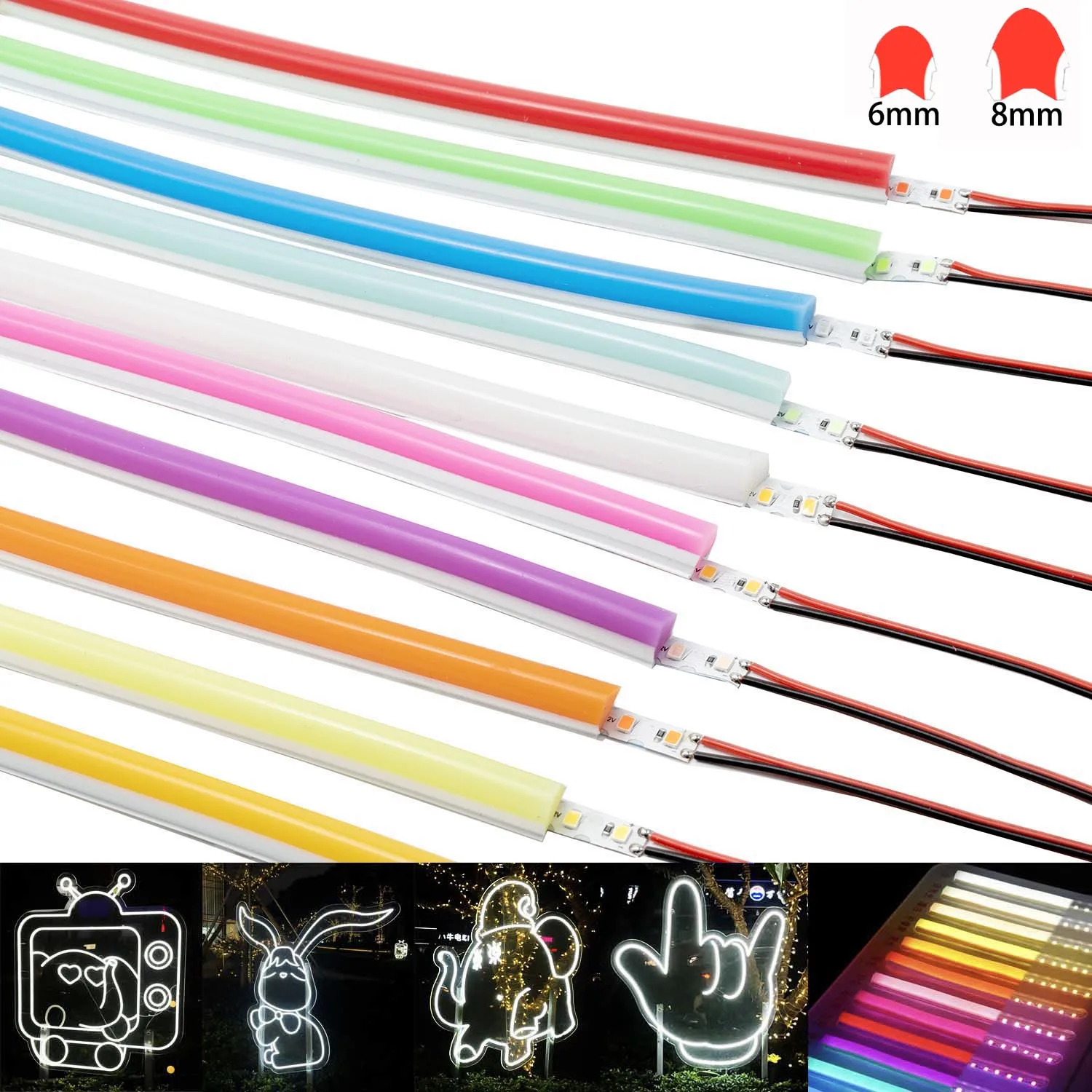 6mm 8mm12V Separate Silicone Neon Strip Light S Bendable Newly Flexible 2835SMD Led Tape For LED Neon Sign Waterproof IP67