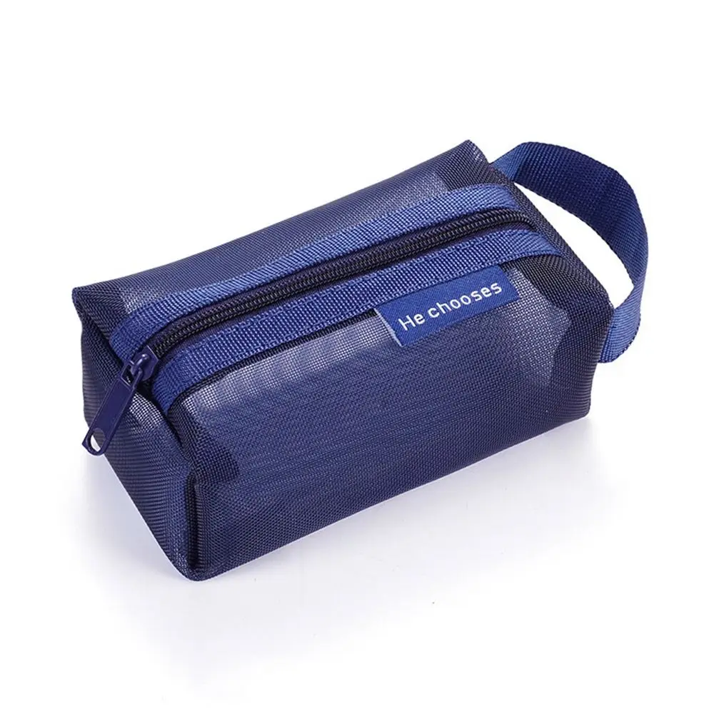 Retro Color Mesh Makeup Bag Large Capacity Zipper Transparent Cosmetic Bag Organizer Case Toiletry Bag Toiletry Storage Bag