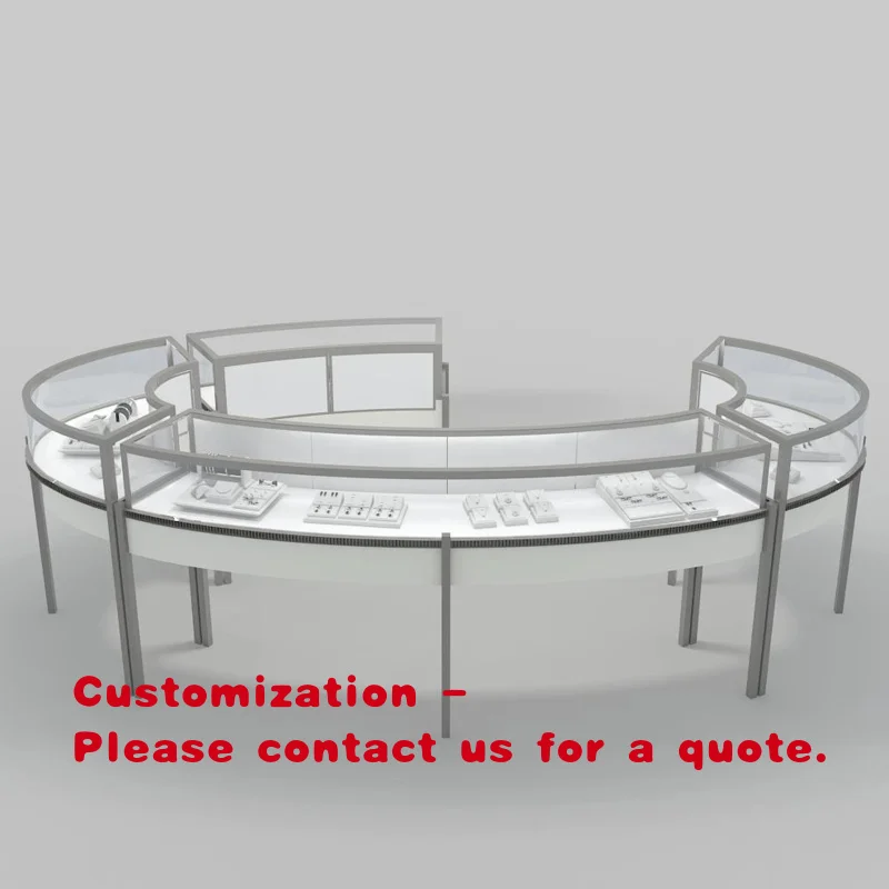 custom.Curved Sleek-Contoured Fine Jewelry Showcase Sanctuary: an Inviting, Modern Protective Display