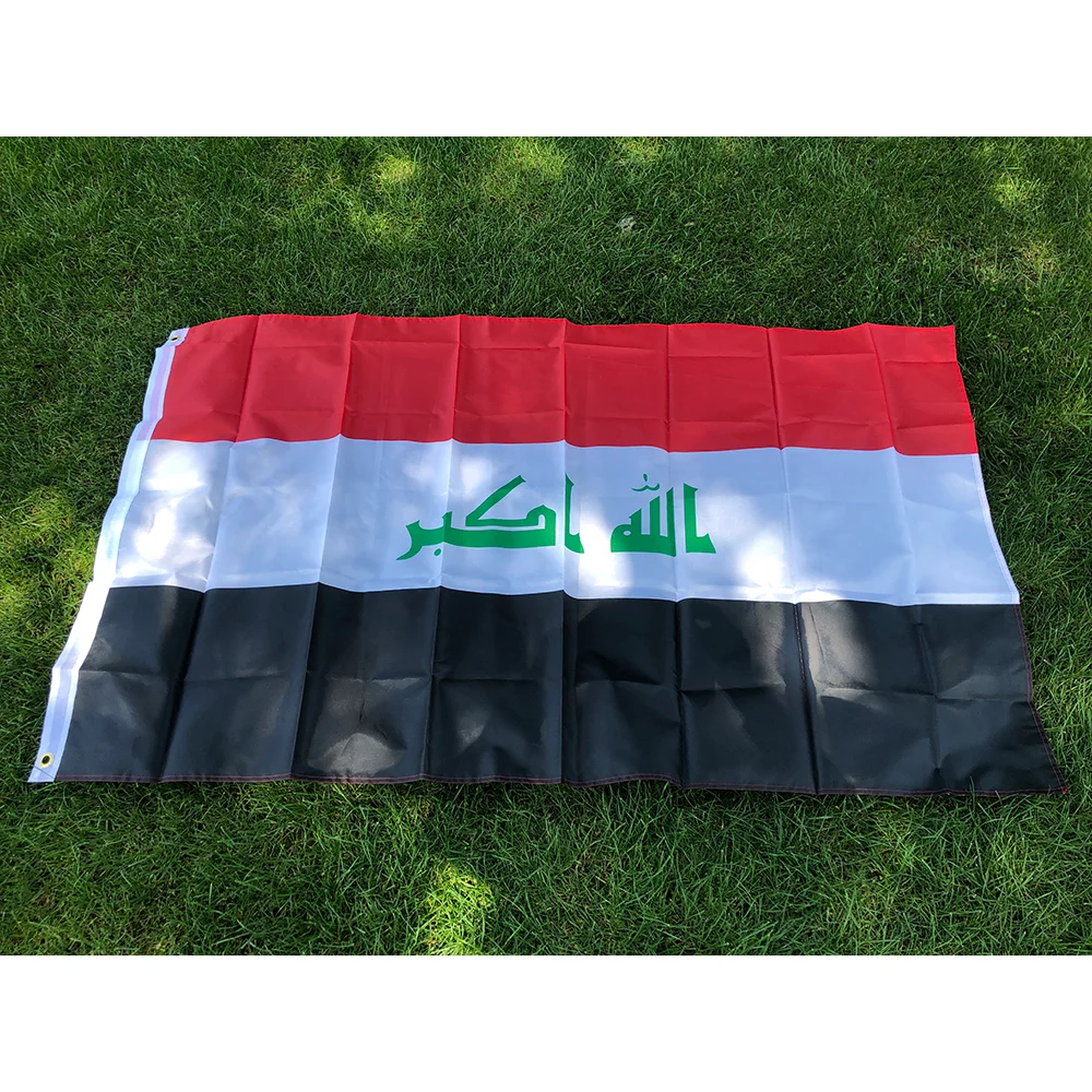（TIKI FLAG）Iraq Flag 3x5fts  90x150cm polyester Republic Of Iraq National hanging Flag for home decoration