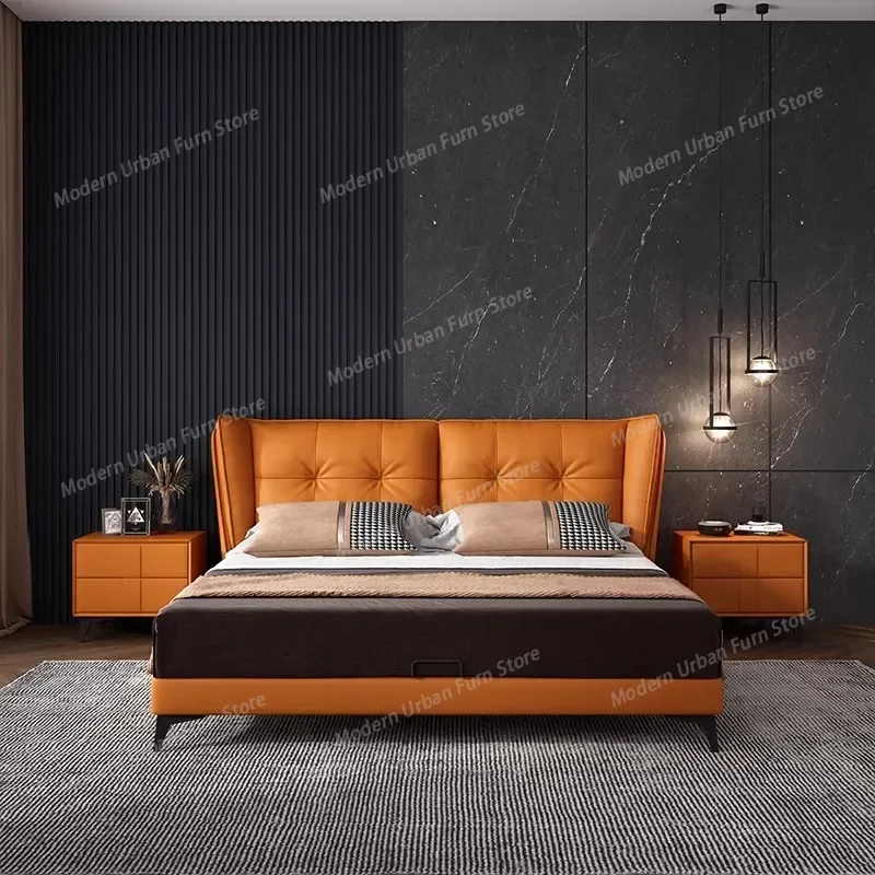 

Кровать двуспальная 180x200 см с изголовьем, роскошная, для спальни, в комплекте с основанием и каркасом, мебель для дома