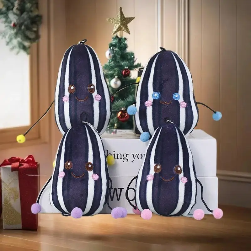 1 pacote adorável chaveiro de boneca de pelúcia de semente de melão; Acessório para decoração de bolsa feminina, chaveiro de coisas de lanche de desenho animado