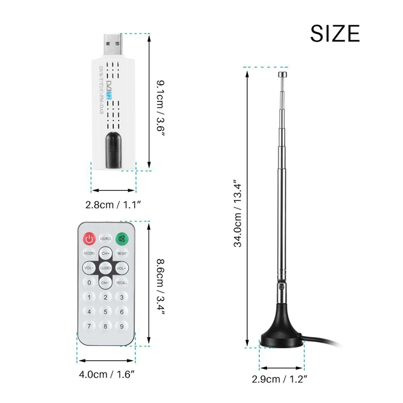 2X USB 2.0 Digital DVB-T/T2 SDR+DAB+FM HDTV TV Tuner Receiver Stick