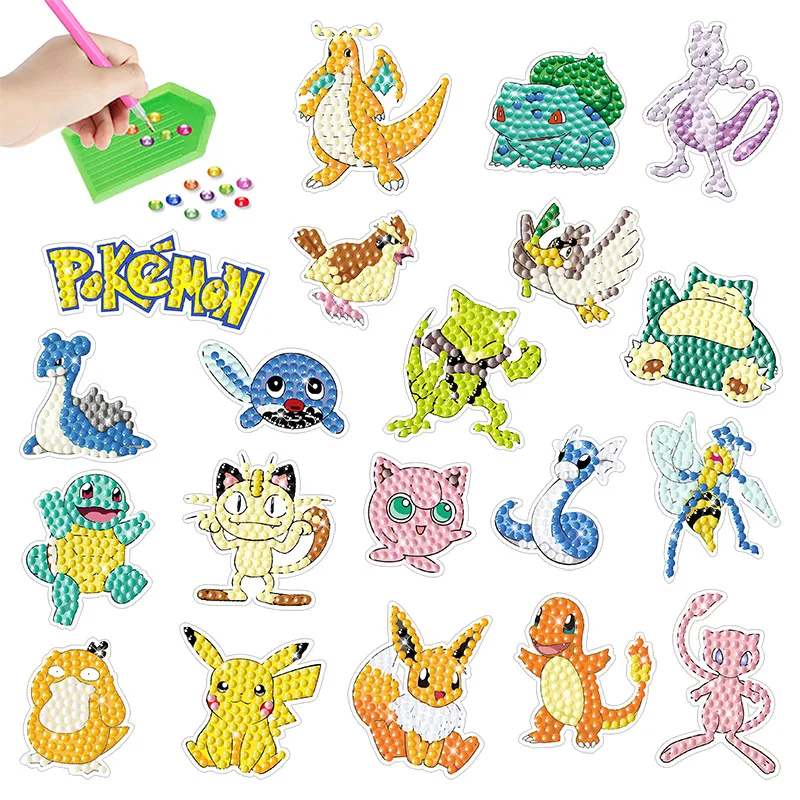 

Diy Diamond Art Of Pokémon Anime Stickers For Wall Decoration, Suitable For Children, Featuring Round Rhinestones Set
