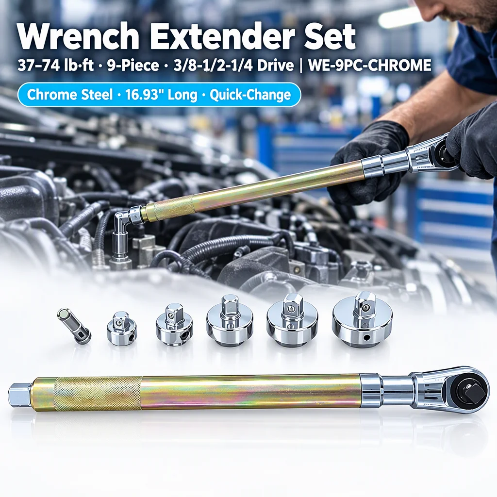 9PCS High Torque Wrench Extender Set Chrome Steel 1/2