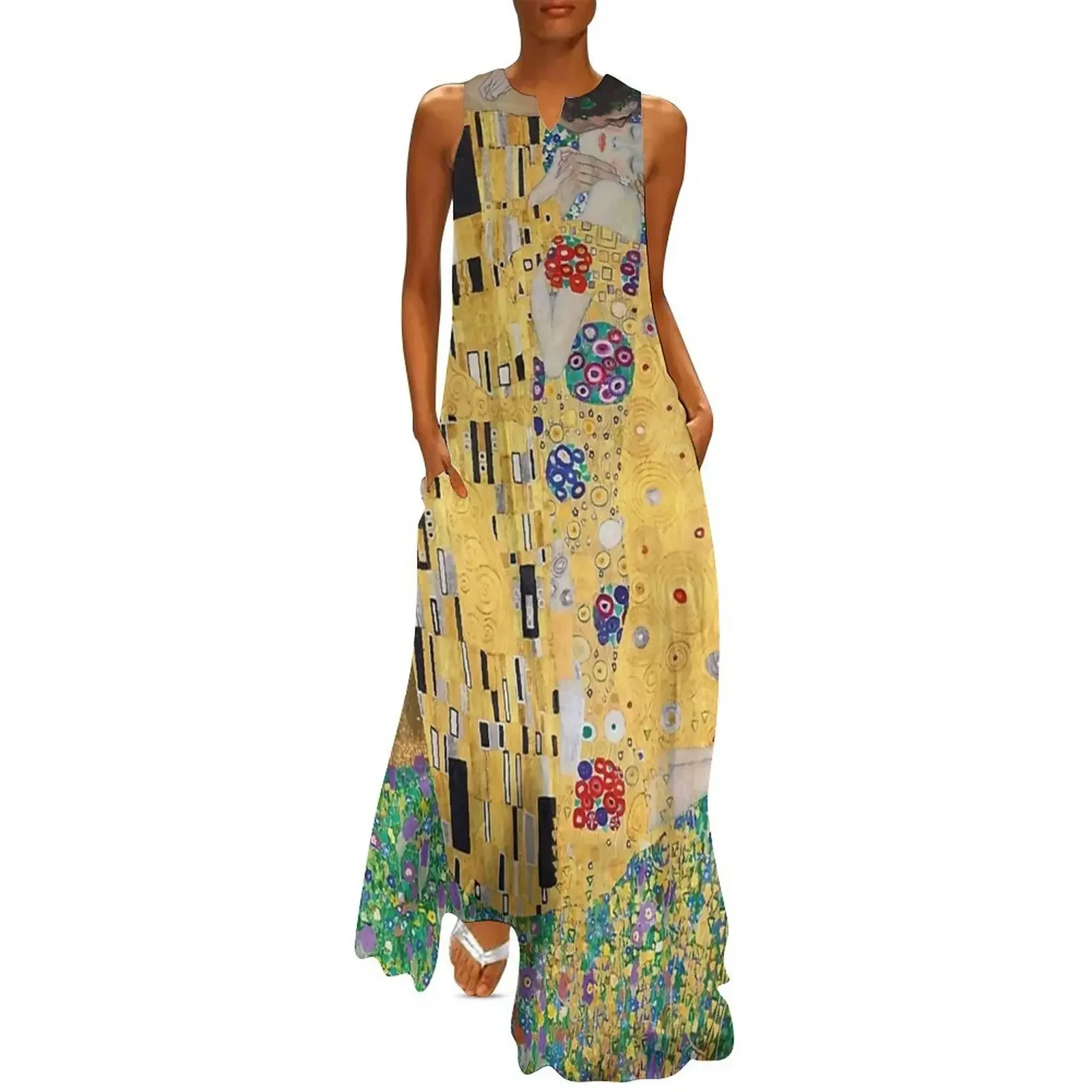 

the kiss Art Long Dress dress korean style dress for woman Women's long loose summer
