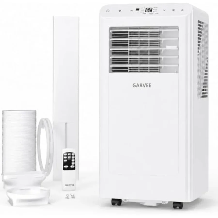 Portable Air Conditioners for bedroom home office, 8000 BTU 3-in-1 AC unit white plastic, quiet below42dB with 24H timer remote