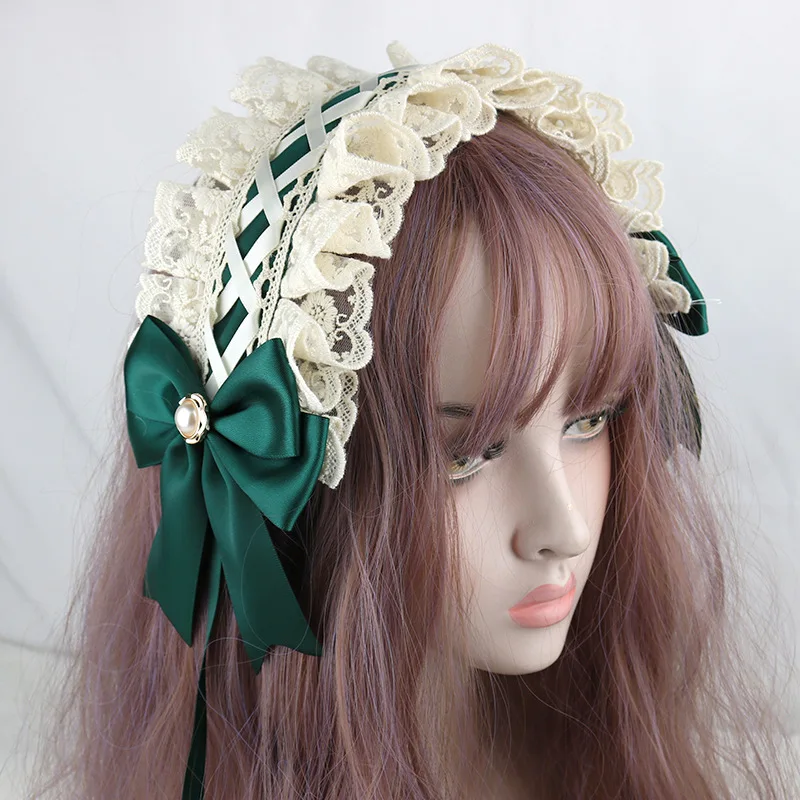 Bandeau de cheveux en dentelle gothique vintage, nœud Kawaii japonais, bande de sauna, décoration de cheveux de femme de chambre, accessoire de cosplay mignon, accessoires Anime Lolita