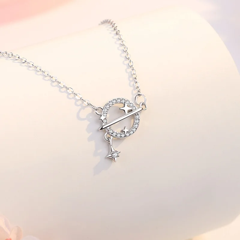 Bracelet Hand String S925 Sterling Silver Planet Necklace Women's Light Luxury Style Collarbone Chain Niche Design Gentle Fairy