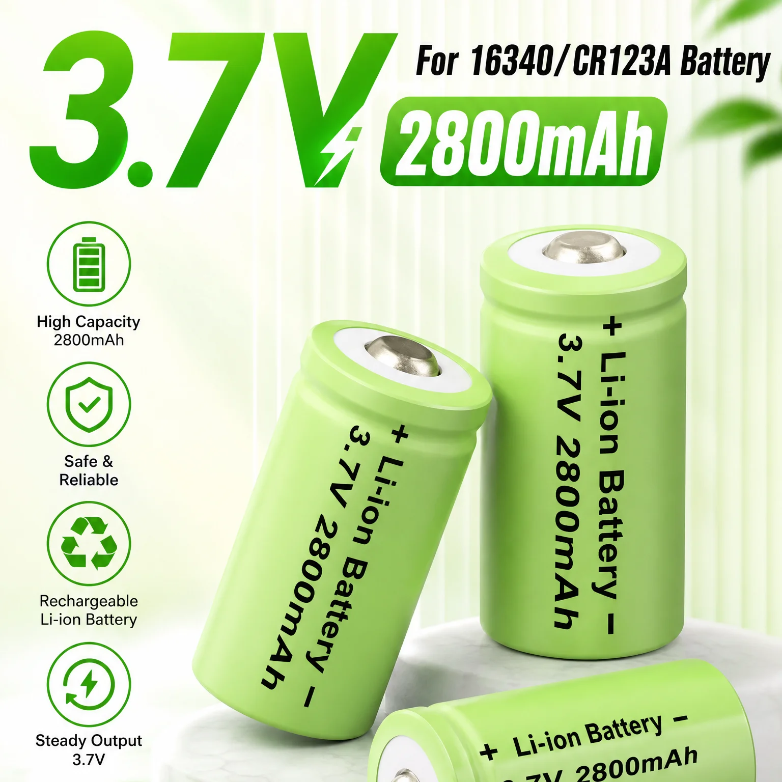 16340 CR123A 3.7V 2800mAh Rechargeable Lithium Ion Battery 4 Slot USB Charge for Flashlight Torch Camera Laser Pointer