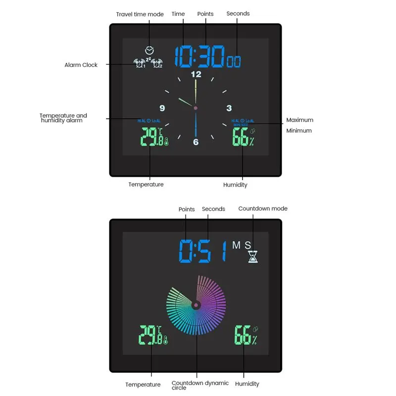ساعة حائط مقاومة للماء للحمام، ساعات دش، مؤقت رقمي، ساعة حائط إلكترونية للمطبخ، وقت الحمام، أبيض #6