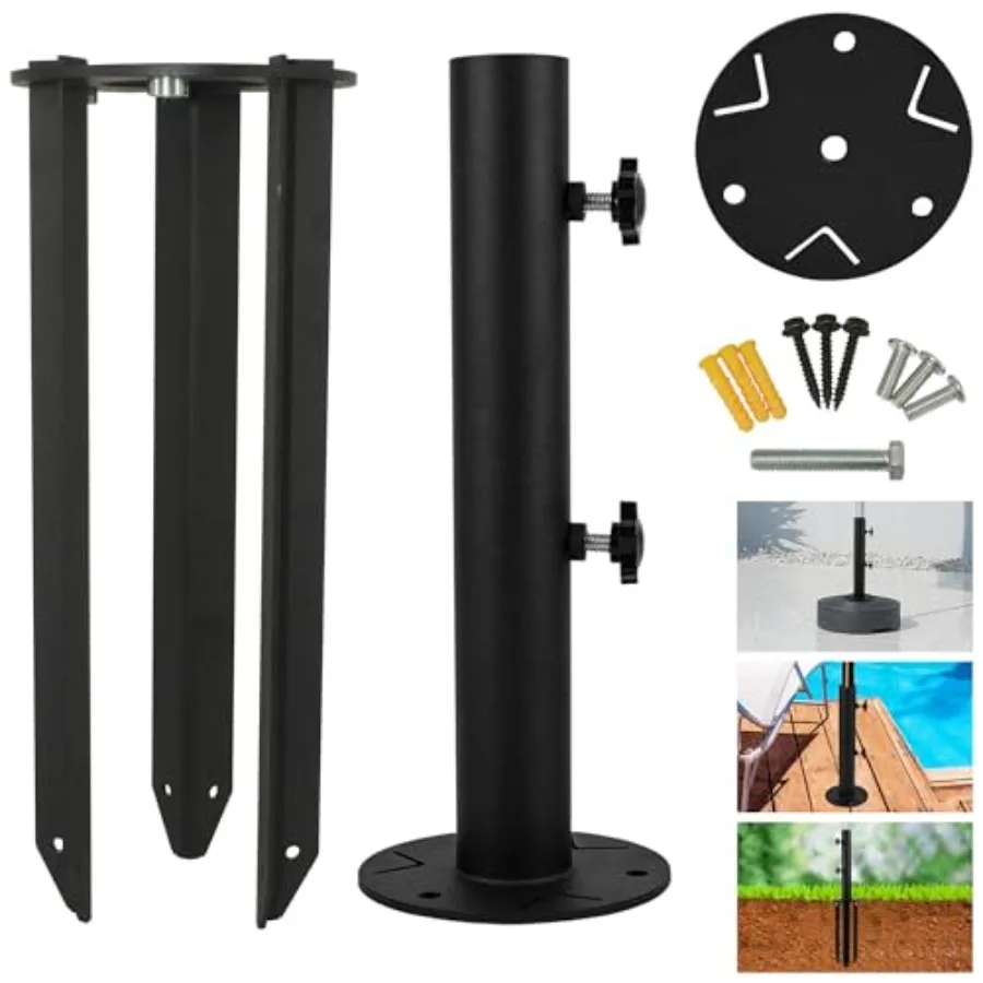 

Patio Umbrella Stand Base Heavy Duty Outdoor Umbrella Holder Metal Grass Umbrella Ground Stake Steel Outdoor Umbrella Base for