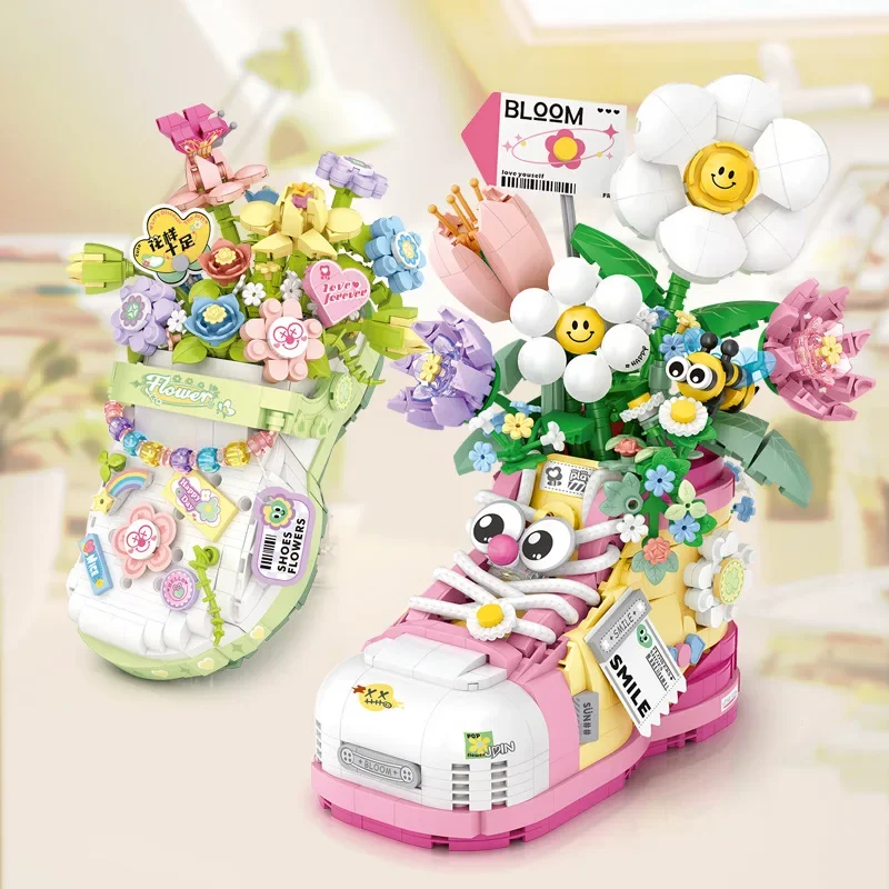 

LOZ Flower Shoes Building Blocks Toys Kits City Crocs Sports Shoes MOC DIY Assembly Compatible Mini Bricks Toys For Gifts Kids