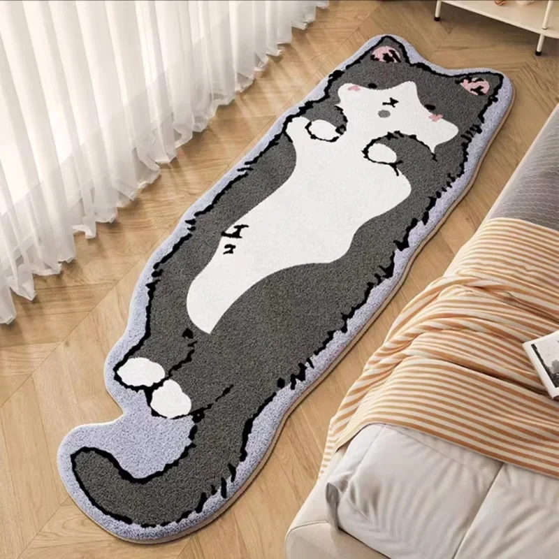 VIKAMA Cartoon Cat Shaped Carpet Children'S Bedroom Bed Side Blanket Bay Window Balcony Non Slip Soft Cushion Home Decoration