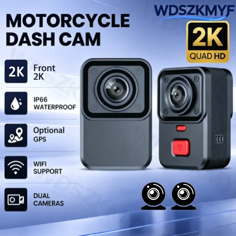 2K Single-Dual lens HD Motorcycle Driving Recorder Waterproof With WIFI GPS Riding Recorder Dashcam for Motorcycle Accessories