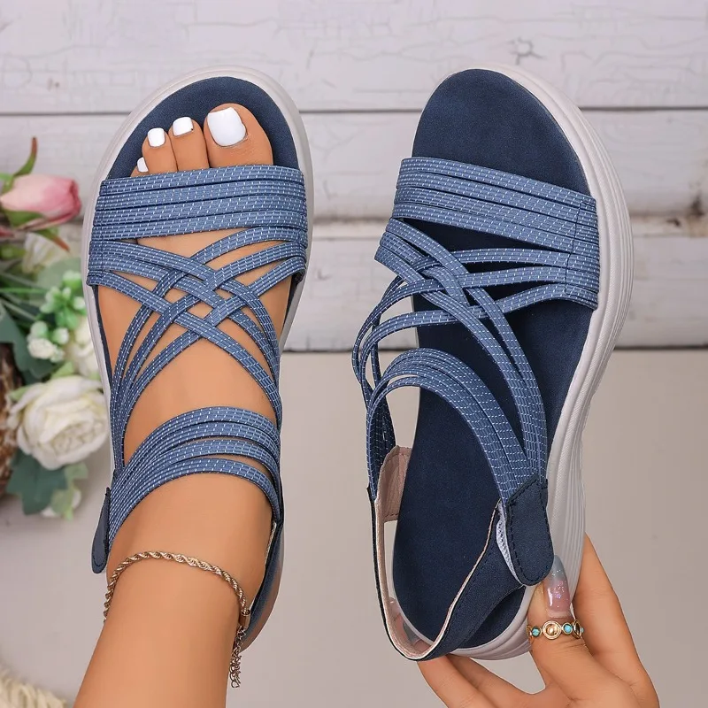 2026 Sommer Damen Römersandalen Modische Kreuzriemen-Designer-Sandalen Neue Low-Top Damen Outdoor Freizeit-Walkingschuhe 36-43 – Detail 14