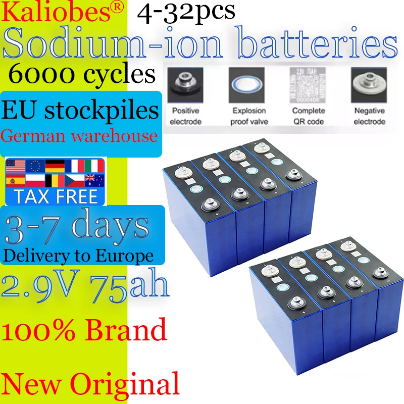 

Надиум-ионный аккумулятор 3,1 В, 75 Ач, 2,9 В, 20c, устойчивый к низким, высокотемпературным, DIY, 12 В, 24 В, тележка для гольфа, электромобиль, солнечный инвертор для путешествий