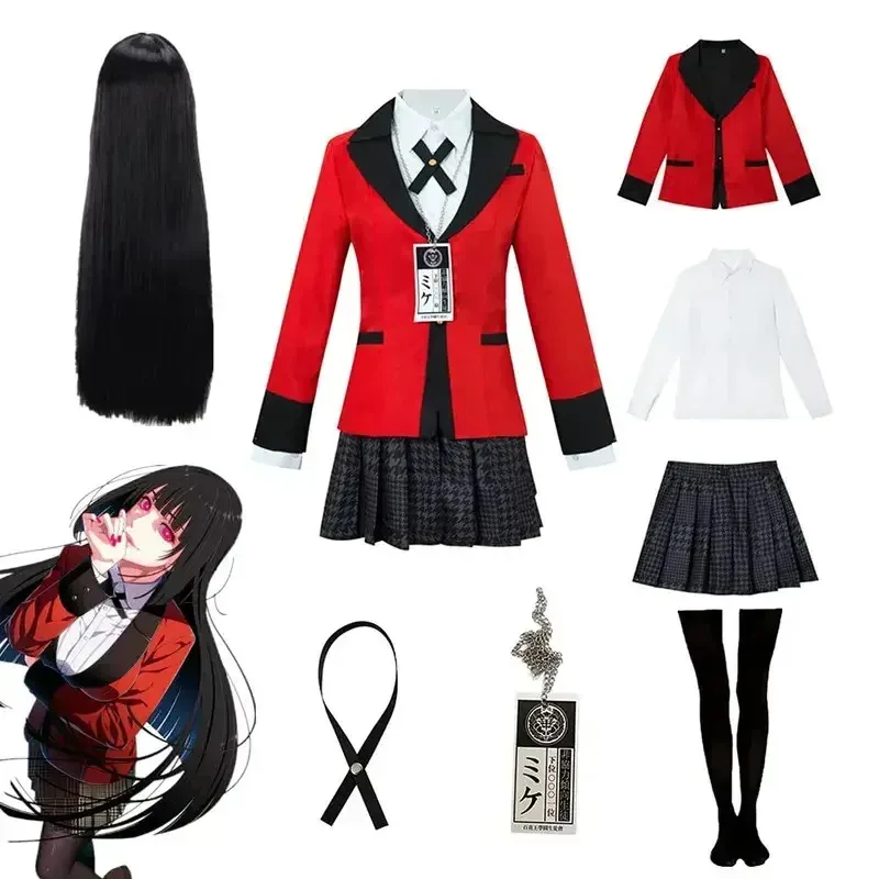 

XT8Girls Women School Uniform Anime Kakegurui Cosplay Jabami Momobami Kirari Yumemite Outfits JK Dress MN5@XT6！