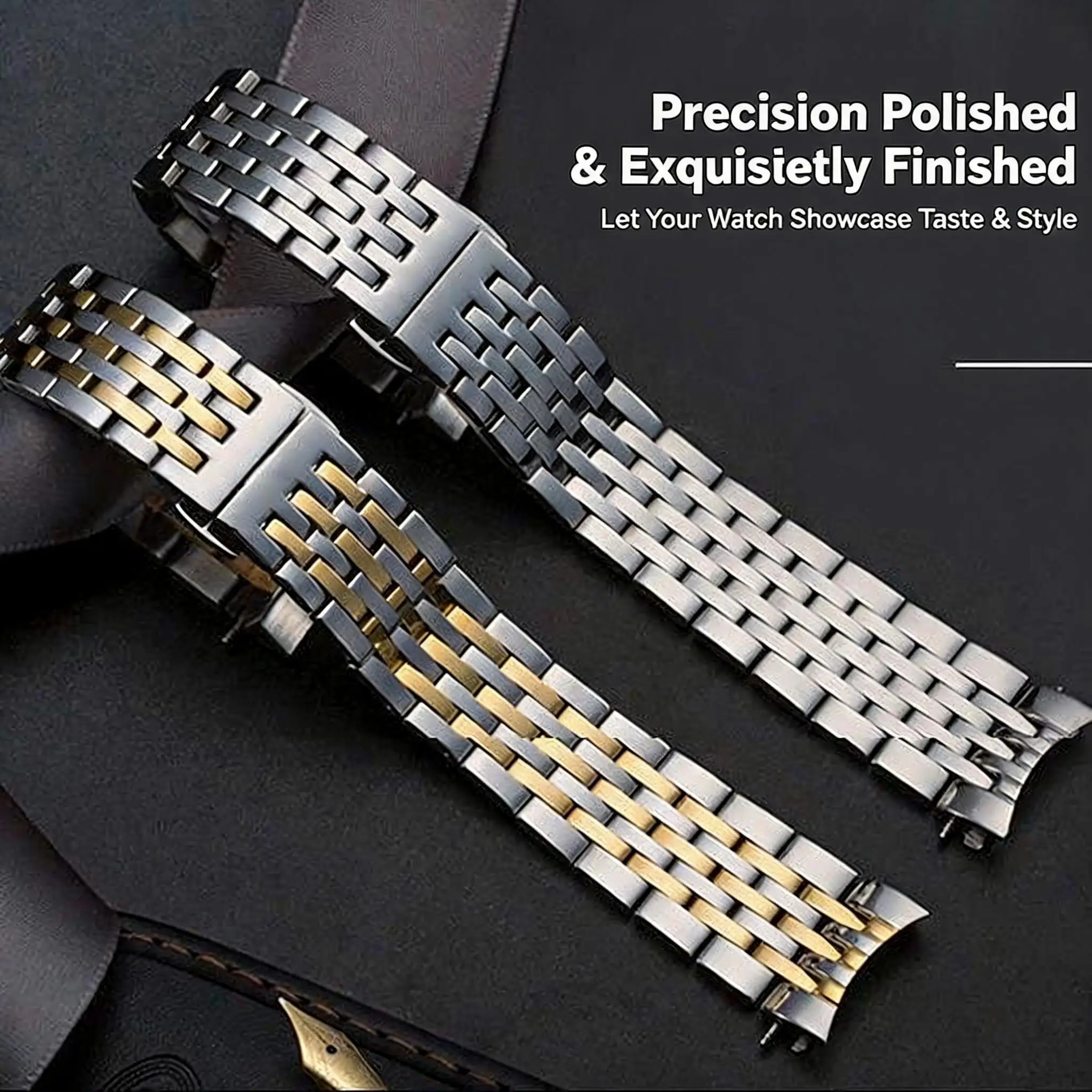 14/16/18/19/20/21/22mm Universal Metal Watch Strap For Tissot Samsung Double Press Butterfly Clasp Curved Lugs Free Combination